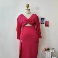 ราคา Plus size พร้อมส่ง I เดรสสาวอวบเกรียวโชว์หน้า ผ้าวูลเวฟ เดรสทำงาน เดรสออกงาน 100KG (14553469084)