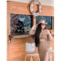 ราคา Plus size พร้อมส่ง I เดรสสาวอวบเกรียวโชว์หน้า ผ้าวูลเวฟ เดรสทำงาน เดรสออกงาน 100KG (14553469083)