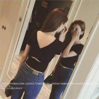 ราคา UN SHOP เสื้อครอปแขนสั้นไหมพรม คอวี เปิดหลัง ทรงรัดรูป สไตส์เกาหลี (4160438506)