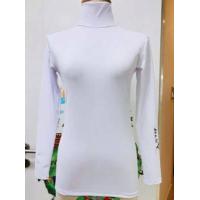 ราคา เสื้อบอดี้ฟิตกันแดดสีพื้น คอเต่า ยี่ห้อ MAXY GOLF รหัส P 0001 สีขาวด้านสกรีนเทา (12700841067)