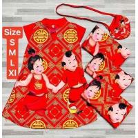ราคา ชุดตรุษจีนเด็ก3 7ปี ชุดกี่เพ้าเจ้าหญิง ชุดอาหมวยน้อย พร้อมส่ง (12255562133)