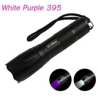 ราคา ไฟฉาย LED UV สีม่วงสีขาวไฟฉายแสงคู่5โหมดไฟฉายซูมได้ไฟฉาย UV สำหรับการตรวจจับสารเรืองแสง (15633334169)