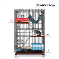 ราคา พร้อมส่ง Pet Cage กรงสัตว์เลี้ยง ประกอบง่าย เคลื่อนย้ายได้ กรงแมวขนาดใหญ่ คอกกรงแมว พับได้ 3ชั้น (11559570648)