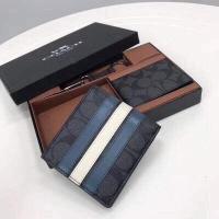 ราคา กระเป๋าสตางค์โค้ชแท้26072กระเป๋าสตางค์ผู้ชายกระเป๋าสตางค์หนังกระเป๋าสตางค์ใบสั้นกระเป๋าสตางค์แบบพับได้ลายทางสีน้ำเงินและสีขาวกล่องของขวัญพร้อมพวงกุญแจ (17325669802)