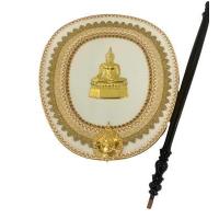 ราคา ตาลปัตร ตาลปัตรประดิษฐ์พระโลหะ พร้อมด้ามไม้กลึง ราคาต่อชุด สินค้ามี 7 สี (14644532212)