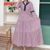 ราคา ชุดเดรสผู้หญิง เดรสลายดอก คอวี สไตล์โบฮีเมี่ยน เอวสม็อค ชุดเดรสยาวแฟชั่น พร้อมส่ง 8898 (17403912261)
