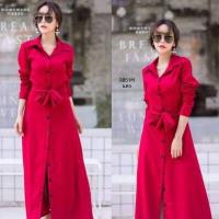 ราคา Chompoo Fashion ชุดเดรส แม็กซี่เดรสเชิ้ตแขนยาว แต่งกระดุมช่วงหน้ายาว (17413664683)