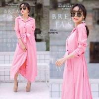 ราคา Chompoo Fashion ชุดเดรส แม็กซี่เดรสเชิ้ตแขนยาว แต่งกระดุมช่วงหน้ายาว (17413664696)