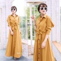 ราคา Chompoo Fashion ชุดเดรส แม็กซี่เดรสเชิ้ตแขนยาว แต่งกระดุมช่วงหน้ายาว (17413664693)