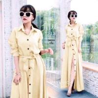 ราคา Chompoo Fashion ชุดเดรส แม็กซี่เดรสเชิ้ตแขนยาว แต่งกระดุมช่วงหน้ายาว (17413664694)