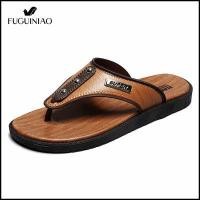 ราคา Fuguiniao รองเท้าแตะหนัง PU สำหรับผู้ชาย รองเท้าแตะสุขภาพรองเท้าหูหนีบสไตล์วินเทจมีไซส์39 44 สีน้ำตาลเหลือง สำหรับผู้ชาย2022 (14086842595)