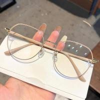 ราคา แว่นกันแสงสีฟ้า แว่นเกาหลี แฟชั่น แว่นเรโทร กระจกแบน กรอบแว่นตาทรงกลม Unisex (17252001926)