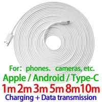 ราคา สต๊อกพร้อม 1เมตร2เมตร3เมตร5เมตร8เมตร10เมตรยาวสายชาร์จ USB การส่งข้อมูลเข้ากันได้สำหรับ iPhone Micro Usb Type C ชาร์จวันที่สายกล้องกล้องวงจรปิด (1225042167)
