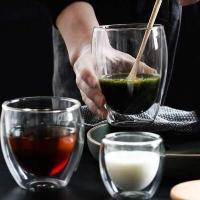 ราคา แก้วกาแฟ แก้วสองชั้น แก้ว แก้วใสสองชั้น แก้วน้ำ Double Wall Glass ใส่ได้ทั้งร้อนเย็น แก้วใส (6766946601)