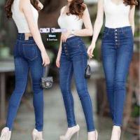 ราคา กางเกงยีนส์ผู้หญิงทรงเดฟ แต่งกระดุมหน้า สียีนส์ฟอก ผ้าซาร่านุ่มยืดเก็บกระชับทรง หน้าเรียบปลายขาเย็บ (6365476106)