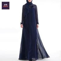 ราคา เดรสมุสลิม เดรสอิสลาม ชุดมุสลิม ชุดอิสลาม เดรสชีฟอง เดรสยาว อาบาย่า Lace Chiffon Maxi Dress with Bows (667000571)