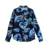 ราคา Clazzaa ผู้หญิงแฟชั่นพิมพ์เสื้อกระดุมแถวเดียววินเทจคอปกแขนยาวหญิงเก๋เลดี้เสื้อ (16457795413)