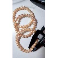 ราคา ไข่มุกแท้ สร้อยข้อมือไข่มุกแท้ ไข่มุกน้ำจืด สีมุกธรรมชาติ ทรงไข่ ก่อนยืด16cm (14267864155)