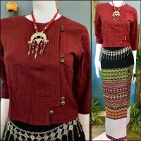 ราคา เสื้อพื้นเมืองผู้หญิง เสื้ออองซาน เสื้อใส่ทำงาน เสื้อผ้าฝ้ายพื้นเมืองกระดุมกระลา size อก36 38 40 42 44 46 (7589823173)