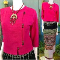 ราคา เสื้อพื้นเมืองผู้หญิง เสื้ออองซาน เสื้อใส่ทำงาน เสื้อผ้าฝ้ายพื้นเมืองกระดุมกระลา size อก36 38 40 42 44 46 (7589823209)