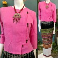 ราคา เสื้อพื้นเมืองผู้หญิง เสื้ออองซาน เสื้อใส่ทำงาน เสื้อผ้าฝ้ายพื้นเมืองกระดุมกระลา size อก36 38 40 42 44 46 (7589823222)