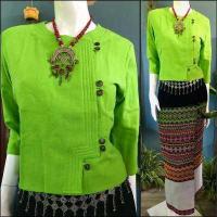 ราคา เสื้อพื้นเมืองผู้หญิง เสื้ออองซาน เสื้อใส่ทำงาน เสื้อผ้าฝ้ายพื้นเมืองกระดุมกระลา size อก36 38 40 42 44 46 (7589823234)