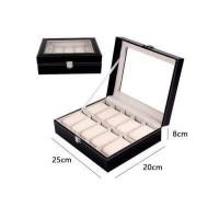 ราคา พร้อมส่ง กล่องนาฬิกา กล่องเก็บนาฬิกา กล่องใส่นาฬิกา 3เรือน 6เรือน 10เรือน 12เรือน 20เรือน 24เรือน ข้อมือ ฝากระจก มีตัวล็อก สีดำ Watch Box มี6ขน (12292272433)