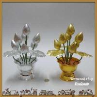 ราคา พานดอกบัวเงิน บัวทอง size เล็ก แพ๊กคู่ (687126383)