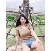 ราคา เสื้อยืดรัดรูป คอปกปัก PRADA อก 32 38 งานป้ายนมโต (16252096847)