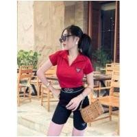 ราคา เสื้อยืดรัดรูป คอปกปัก PRADA อก 32 38 งานป้ายนมโต (15276935794)