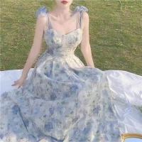 ราคา Luna shop เดรส เดรสเกาะอกสีฟ้า เดรสลายดอก เสื้อผ้าแฟชั่นผู้หญิงสวยๆ (16457607673)