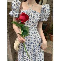 ราคา Luna shop เดรส เดรสเกาะอกสีฟ้า เดรสลายดอก เสื้อผ้าแฟชั่นผู้หญิงสวยๆ (17604572839)