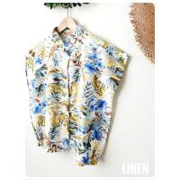 ราคา เสื้อลินินคอจีนทรงoversizeปล่อยๆใส่สบาย (17106491557)