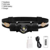 ราคา BORUIT D20ไฟฉายคาดศีรษะขนาดเล็กแบบซูมได้1000LM XPG LED ไฟชาร์จ USB 18650หัวแบตเตอรี่ไฟฉายตั้งแคมป์ล่าสัตว์ไฟฉาย (12197746875)