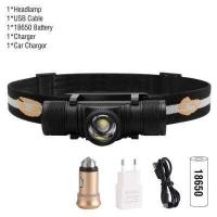 ราคา BORUIT D20ไฟฉายคาดศีรษะขนาดเล็กแบบซูมได้1000LM XPG LED ไฟชาร์จ USB 18650หัวแบตเตอรี่ไฟฉายตั้งแคมป์ล่าสัตว์ไฟฉาย (12197746876)