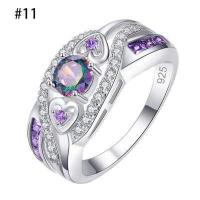 ราคา พร้อมสต็อก หลากสี Zirconia ชุบเงินและแหวนเงินแหวนพลอยสีม่วงแหวนคู่ (2160772168)