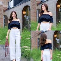 ราคา fabricsp เสื้อครอปปาดไหล่ เสื้อปาดไหล่ดีเทลแต่งสม็อค เสื้อปาดไหล่แขนสั้น น่ารักมากกก แฟชั่นผู้หญิง แฟชั่นเกาหลี ครอป (16352213822)