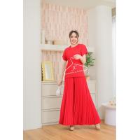 ราคา Jubbie Chrissie ชุดเซ็ทพลีทสีพื้น เสื้อพลีทแขนเลยกับกางเกงพลีทขายาว Freesize (17182890014)