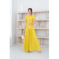 ราคา Jubbie Chrissie ชุดเซ็ทพลีทสีพื้น เสื้อพลีทแขนเลยกับกางเกงพลีทขายาว Freesize (17119564821)