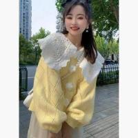 ราคา เสื้อไหมพรมสไตล์เกาหลีผู้หญิง โอเวอร์ไซส์ oversize เสื้อคลุมไหมพรม ลายดอกไม้ น่ารัก สวย แขนยาว ไหมพรม สีชมพู สีสดใส คอปกใบใหญ่คอตุ๊กตา ลูกไม้ เสื้อแฟชั่นผู้หญิง 2565 (17044282382)