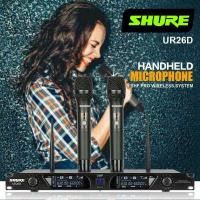 ราคา SHURE UR26D ไมโครโฟนไร้สายหนึ่งลาก 2 2 ไมโครโฟนแบบใช้มือถือ UHF FM 100M ระยะทางรับ KTV bar party band ประสิทธิภาพสนับสนุนของแท้ COD (14972504526)