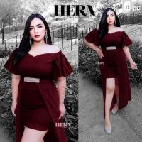 ราคา ชุดออกงานไซส์ใหญ่ HERA ชุดออกงาน แขนระบายผีเสื้อ สาวอวบ เดรสออกงาน (15947984026)