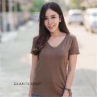 ราคา เสื้อเรย่อนคอวี เสื้อยืดผ้าเรย่อน มีกระเป๋าหน้า เสื้อยืดสวยๆ เสื้อยืดน่ารัก (9170783808)