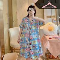 ราคา GN ผ้าซาติน ชุดนอนสไตล์เกาหลีลายการ์ตูน ชุดนอนคนอ้วน ชุดนอนผู้หญิง ชุดนอนเดรส ชุดนนอนผ้าซาติน ST33 (14202112095)