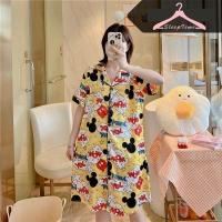 ราคา GN ผ้าซาติน ชุดนอนสไตล์เกาหลีลายการ์ตูน ชุดนอนคนอ้วน ชุดนอนผู้หญิง ชุดนอนเดรส ชุดนนอนผ้าซาติน ST33 (14202112104)