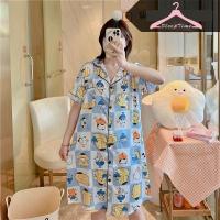 ราคา GN ผ้าซาติน ชุดนอนสไตล์เกาหลีลายการ์ตูน ชุดนอนคนอ้วน ชุดนอนผู้หญิง ชุดนอนเดรส ชุดนนอนผ้าซาติน ST33 (14202112100)