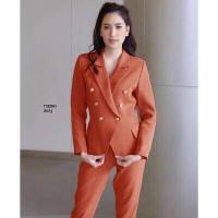 ราคา Chompoo Fashion ชุดเซ็ท SET 2 ชิ้น เสื้อสูทแขนยาว กางเกงขายาว สีแดง (17418868342)