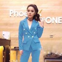 ราคา Chompoo Fashion ชุดเซ็ท SET 2 ชิ้น เสื้อสูทแขนยาว กางเกงขายาว สีแดง (17418868340)