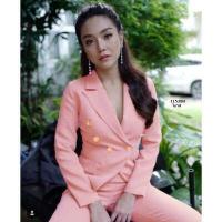 ราคา Chompoo Fashion ชุดเซ็ท SET 2 ชิ้น เสื้อสูทแขนยาว กางเกงขายาว สีแดง (17418868346)