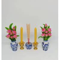 ราคา เซตธูปเทียน แจกันดอกบัว ขนาดความสูง 3 นิ้ว ชุดบูชาหิ้งพระ ชุดบูชาหน้าพระ (13168587288)